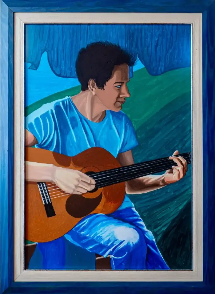 When You Play the Guitar - Tempera painting on canvas, 70x50 cm